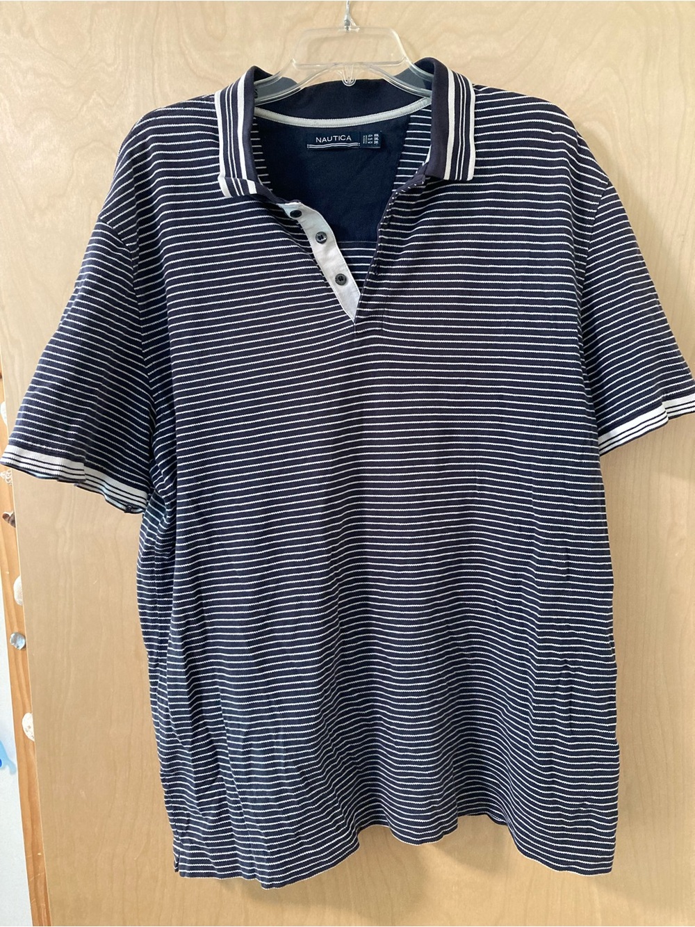 Nautica Black & White Striped Short-Sleeve Polo Shirt Men’s Size 2XL/XXL
